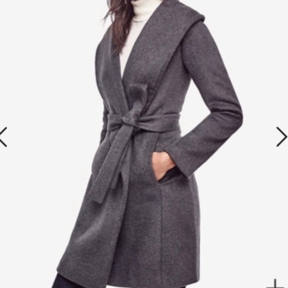 ANN Taylor winter coat small tie 51% wool, 49% polyester warm S wrap layers - Picture 2 of 6